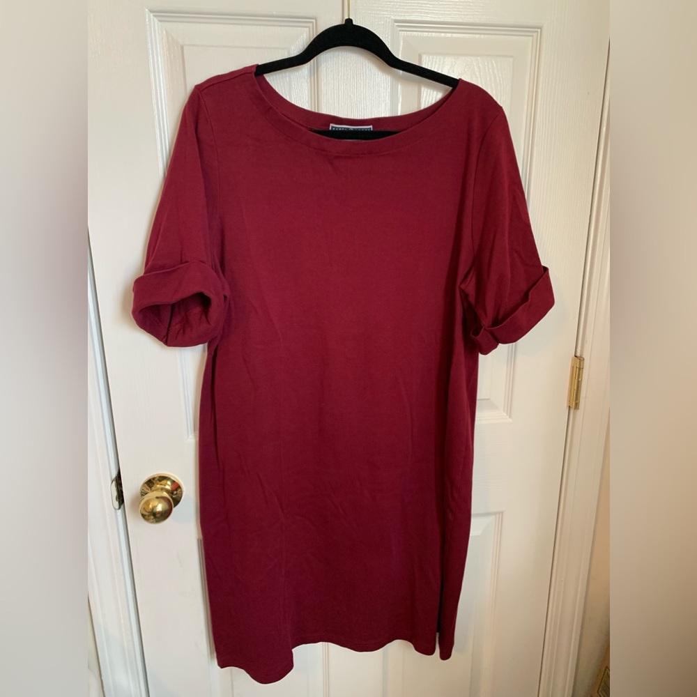 Karen Scott sport women dress 2x short sleeve (cuffed) burgundy